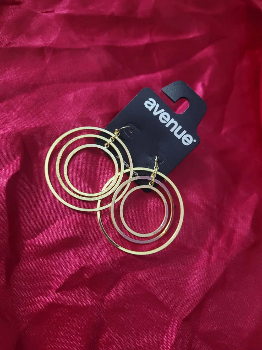 Avenue Gold-Tone Triple Hoop Drop Earrings
